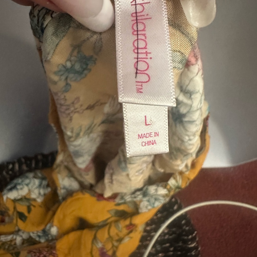 Mustard Floral Tiered Yellow Button down Dress - Picture 2 of 4